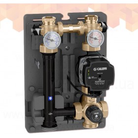 Caleffi 166609 групи терморегуляції в ізоляції з триходовим термостатичним клапаном з вбудованим температурним датчиком, термометрами, клапанами-відсікачами вторинного контуру