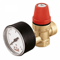 Caleffi 313 діафрагмовий запобіжний скидний клапан з підключенням манометра внутрішня-внутрішня різьба