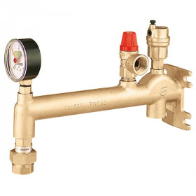 Caleffi 336630 настінна група безпеки котла з деаератором, запобіжним клапаном, манометром і автоматичним запірним краном