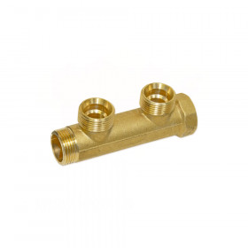 Bianchi 202E колектори латунні підключення 3/4″ або 1″ з 2-ма виходами 3/4″ евроконус зовнішня різьба, міжосьова відстань 50 мм