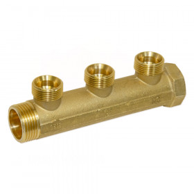 Bianchi 203E колектори латунні підключення 3/4″ або 1″ з 3-ма виходами 3/4″ евроконус зовнішня різьба, міжосьова відстань 50 мм