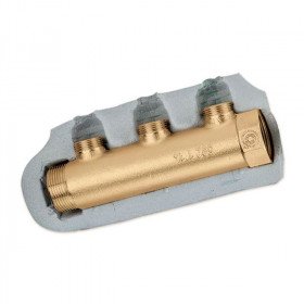 Caleffi 650 розподільчі колектори в ізоляції підключення 1.1/4″ з 2, 3 або 4-ма виходами 3/4″ зовнішня різьба, міжосьова відстань 60 мм