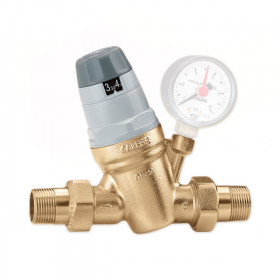 Caleffi 5350 редуктор зниження тиску з ручною регуляцією, шкалою та місцем для манометра