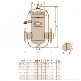 Caleffi 551 Discal деаератор фланцевий DN65-150