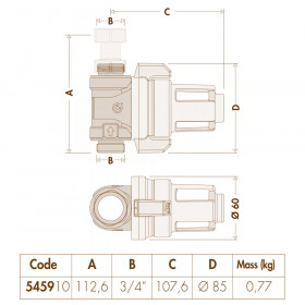 Caleffi XS 545910 магнітний фільтр прямий