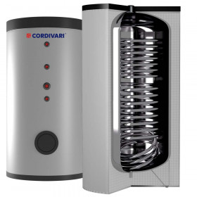 Cordivari Bolly 2 AP INOX XB комбіновані бойлери 200÷500 л з нержавіючої сталі, тверда незйомна ізоляція, 2 теплообмінники