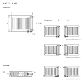 DeLonghi Plattella V6L 22 H 300 сталеві радіатори, тип 22, бокове або нижнє підключення,  висота 300 мм