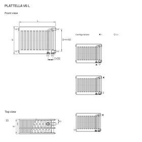 DeLonghi Plattella V6L 33 H 900 сталеві радіатори, тип 33, бокове або нижнє підключення