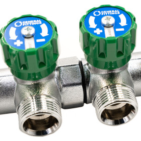 GF 6300.R8 Flexus 90° 3/4″ 3 виходи розподільчі колектори 90° для водопостачання з з вентилями та самоущільнюючим з'єднанням