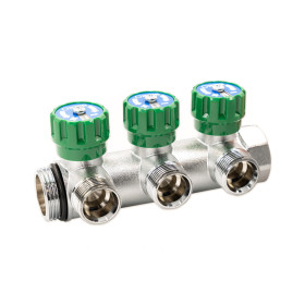 GF 6300.R8 Flexus 90° 1″ 3 виходи розподільчі колектори 90° для водопостачання з з вентилями та самоущільнюючим з'єднанням
