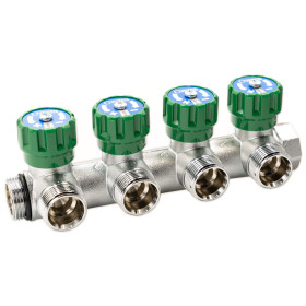 GF 6300.R8 Flexus 90° 3/4″ 4 виходи розподільчі колектори 90° для водопостачання з з вентилями та самоущільнюючим з'єднанням
