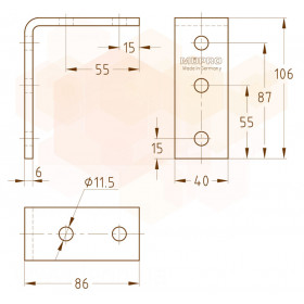 MPR/MPC кутник довгий 90°