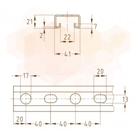 Mupro MPR профиль монтажный 41/21