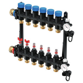 Uponor Vario M колектори теплої підлоги з технополімеру з витратомірами від 2 до 15 виходів 3/4” зовнішня різьба евроконус