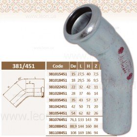 SteelPres 381/451 коліно 45° внутрішнє-зовнішнє з'єднання
