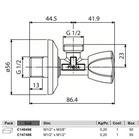Albertoni C428685 крани вентильні для підключення сантехприладів 1/2"х1/2" трикутна ручка