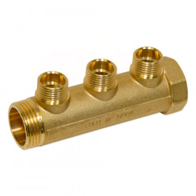 Bianchi 203 колектори латунні підключення 3/4″ або 1″ з 3-ма виходами 1/2″ зовнішня різьба, міжосьова відстань 36 мм