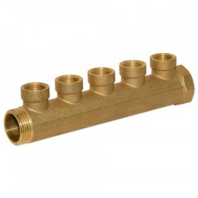 Bianchi 225 колектори латунні підключення 3/4″ або 1″ з 5-ма виходами 1/2″ внутрішня різьба, міжосьова відстань 36 мм