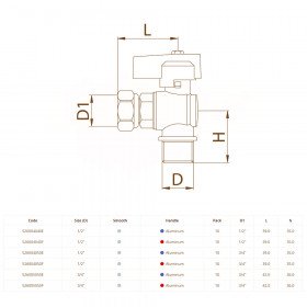 Bianchi 526F кран кульовий ВЗ кутовий з гайкою