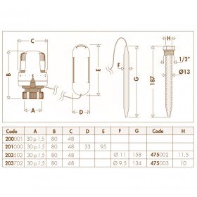 201 Caleffi термоголовка с датчиком