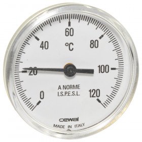 Cewal PST 63 VI 91626050 фронтальні термометри шкала 0/120°С, металевий корпус діаметром 63 мм, шток 5 см