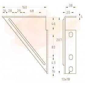 Mupro MPR/MPC кронштейны консольные 207x160