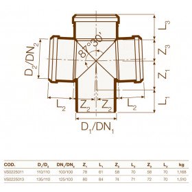 Silere хрестовина каналізаційні D110 87°