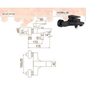 Nobili Seven Black SE124110/1BM змішувач для ванни чорний
