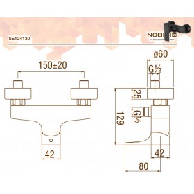 Nobili Seven Black SE124130BM змішувач душовий