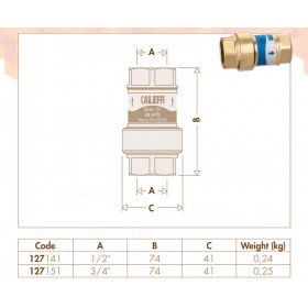 Caleffi 127 Autoflow компактні автоматичні стабілізатори витрат води в латунному корпусі з полімерним картриджем високої міцності