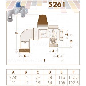 Caleffi 5261 горизонтальная предохранительная группа