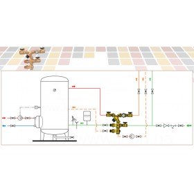 Caleffi 520155 група регуляції температури гарячої води в точці розподілу в комплекті з з'єднувачем для рециркуляці