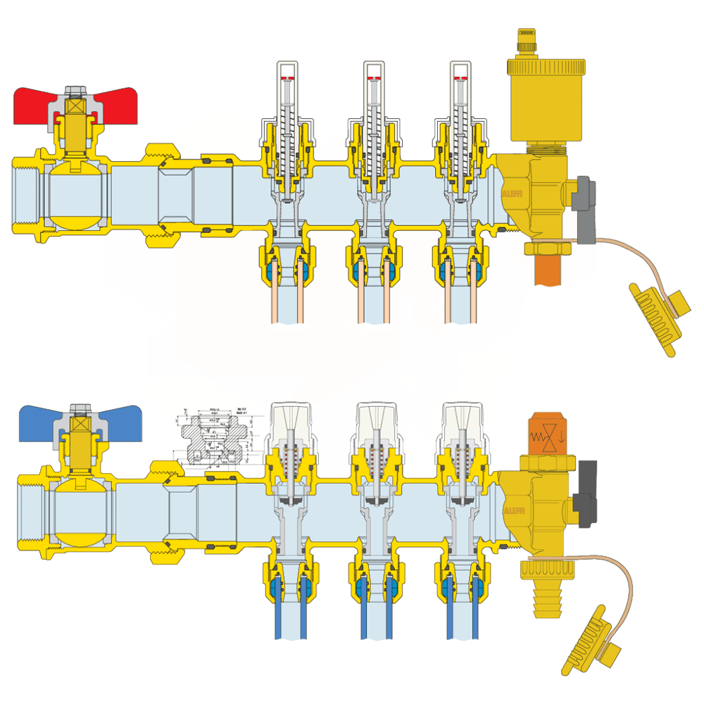 Caleffi 668 колектор з витратомірами