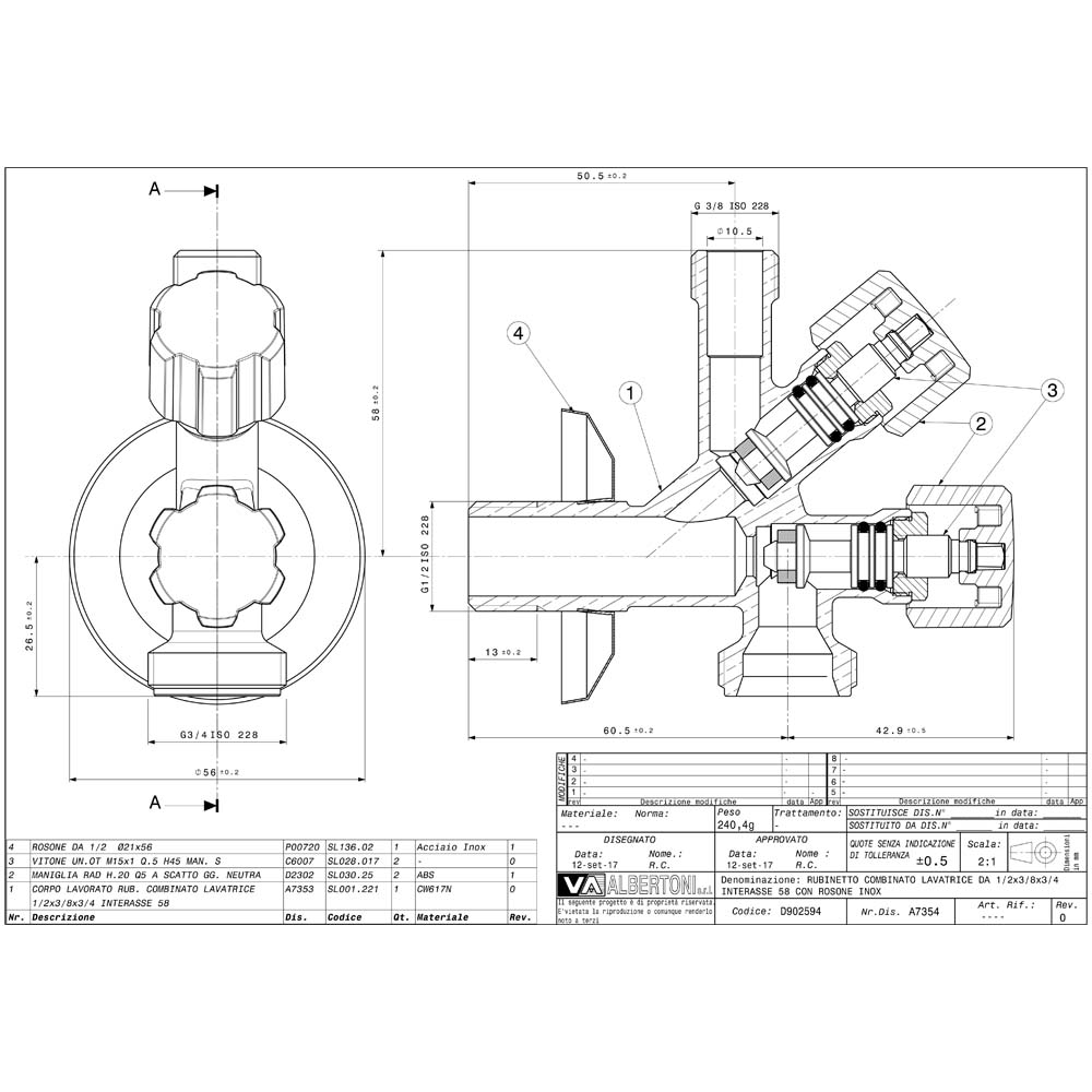 Albertoni D902594 1/2х3/8х3/4