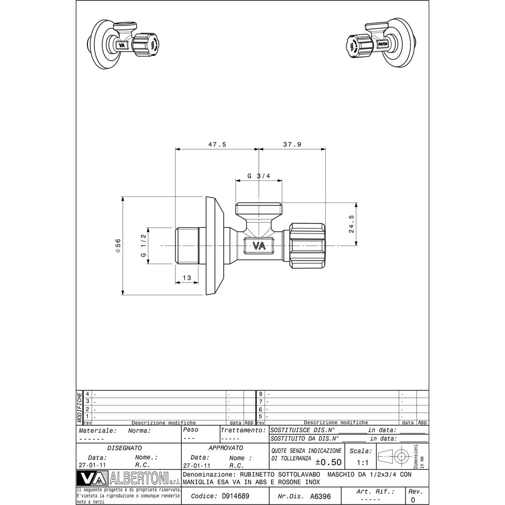 Albertoni D914689 кран вентильный