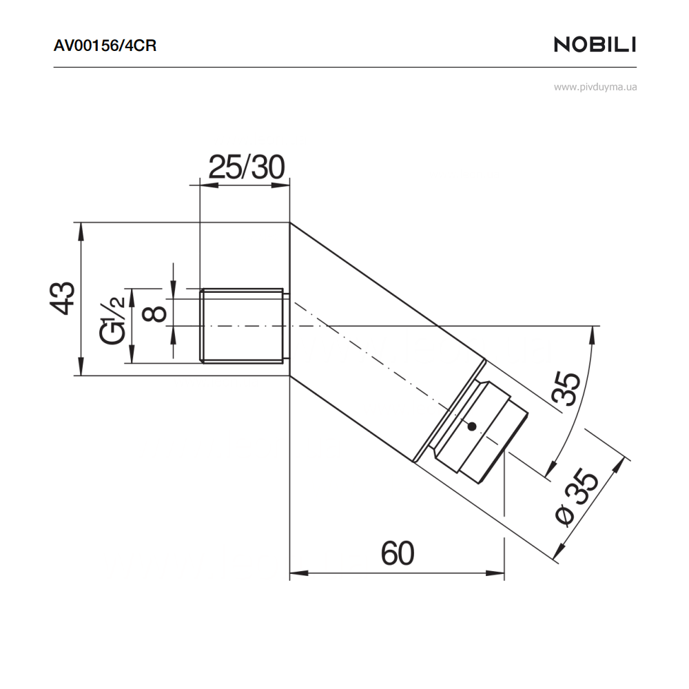 Nobili AV00156/4CR вилив змішувача