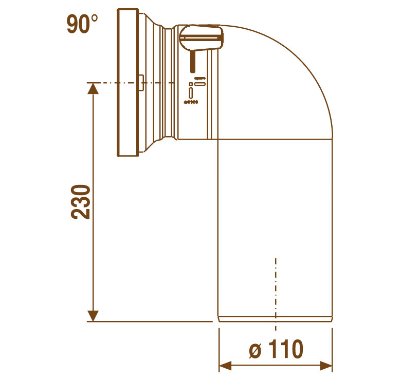 Sanit 58.114.01 коліно 110×90° з зворотнім клапаном
