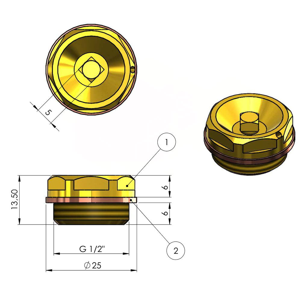 Tiemme 3353G повітровідвідник 1/2″