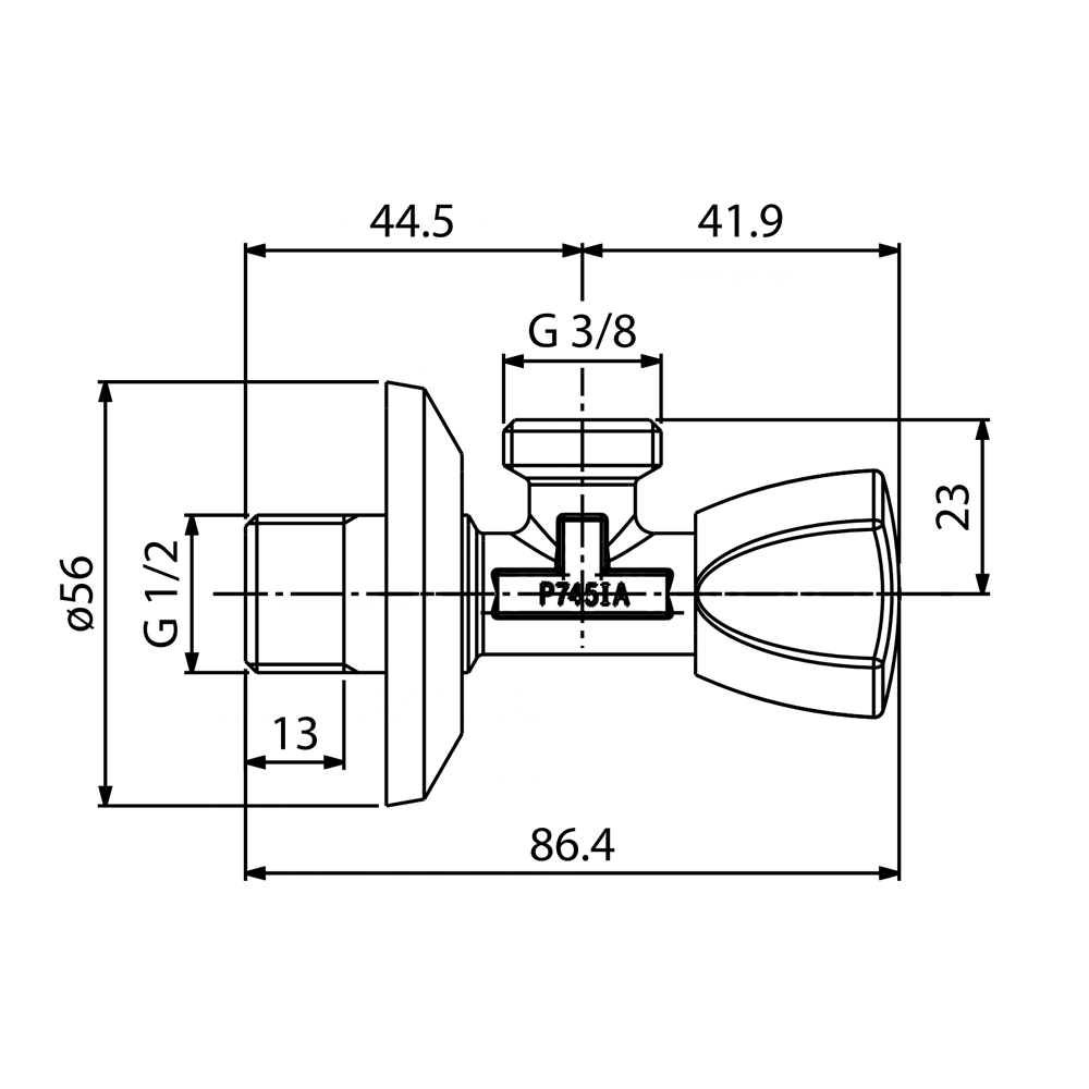 Albertoni C426485 кран вентильний 1/2х3/8