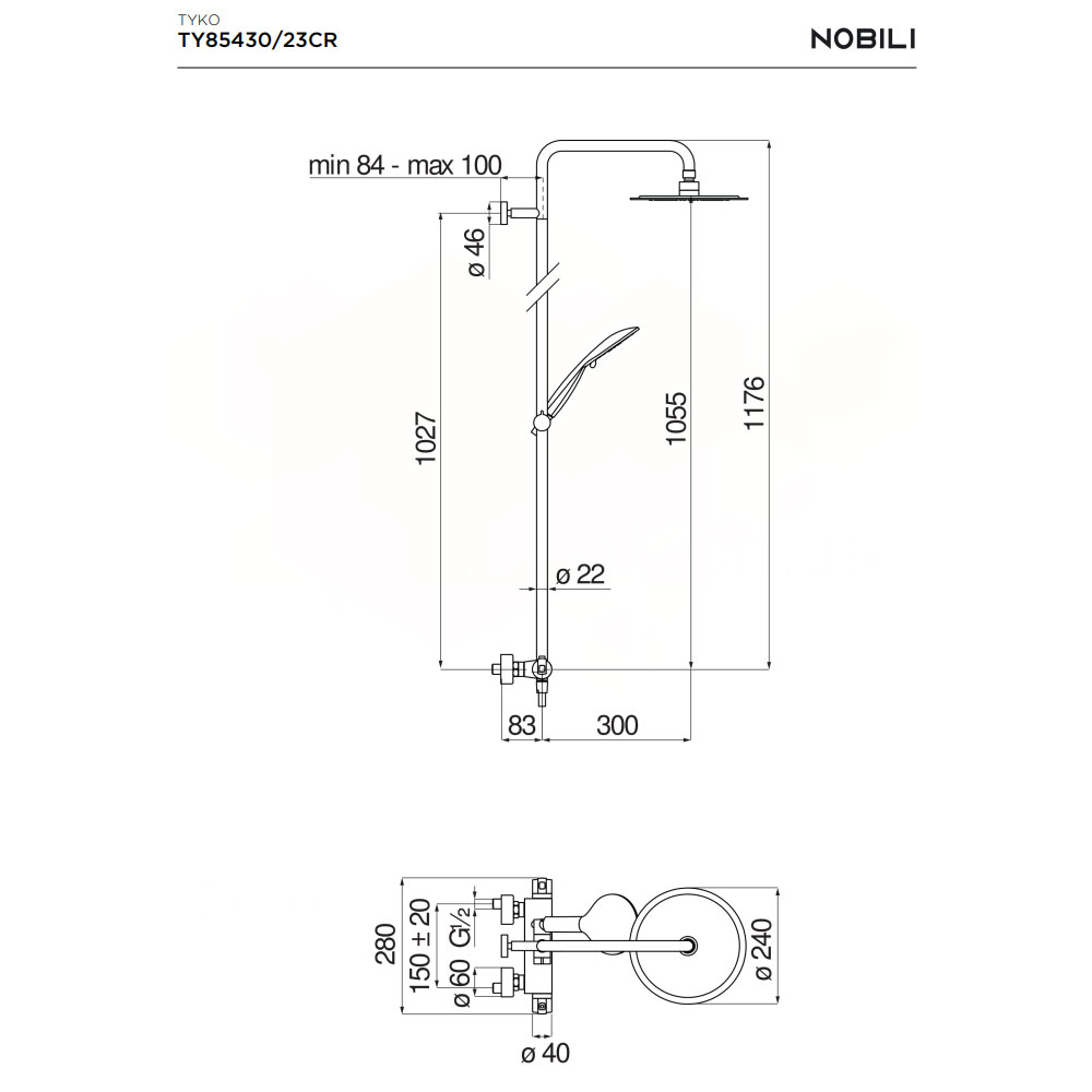 Nobili Tyko TY85430/23CR душовий комплект