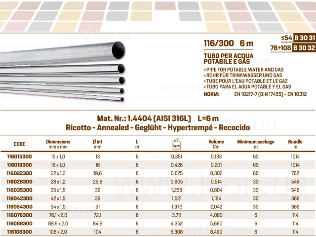 InoxPres 116/300 труба нержавіюча AISI316L
